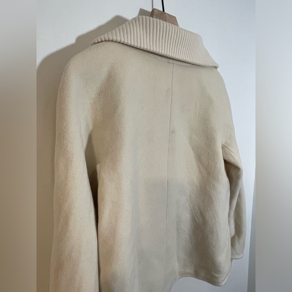Talbots Wool Blend Ivory Jacket Full Zip Ribbed Collar Cuff Coat Women’s Size 6 - Picture 4 of 10